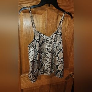 New Hayden Los Angeles Adjustable Spaghetti Strap Tank Camisole Brown Snakeskin